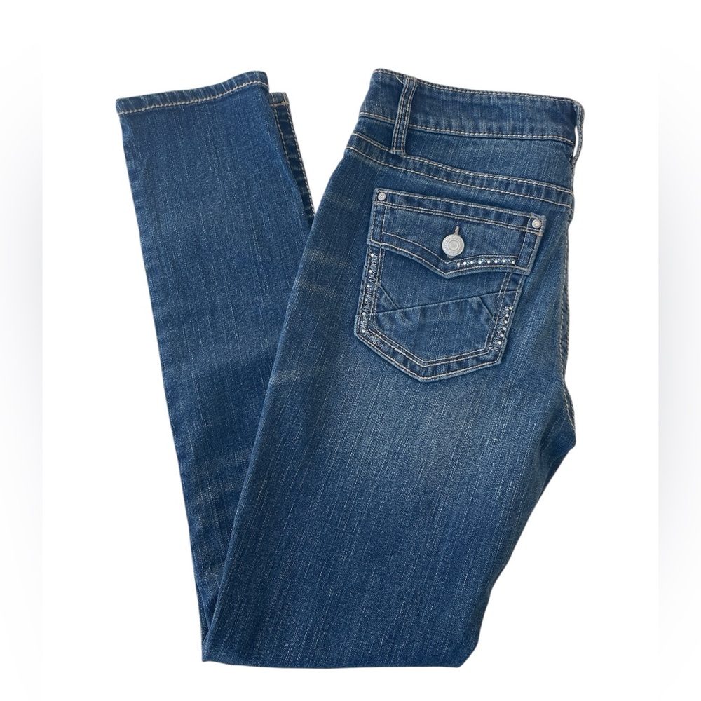 Daytrip Virgo Skinny Denim Jeans 5 Pocket Design Embellished Woman's 28R Defect
